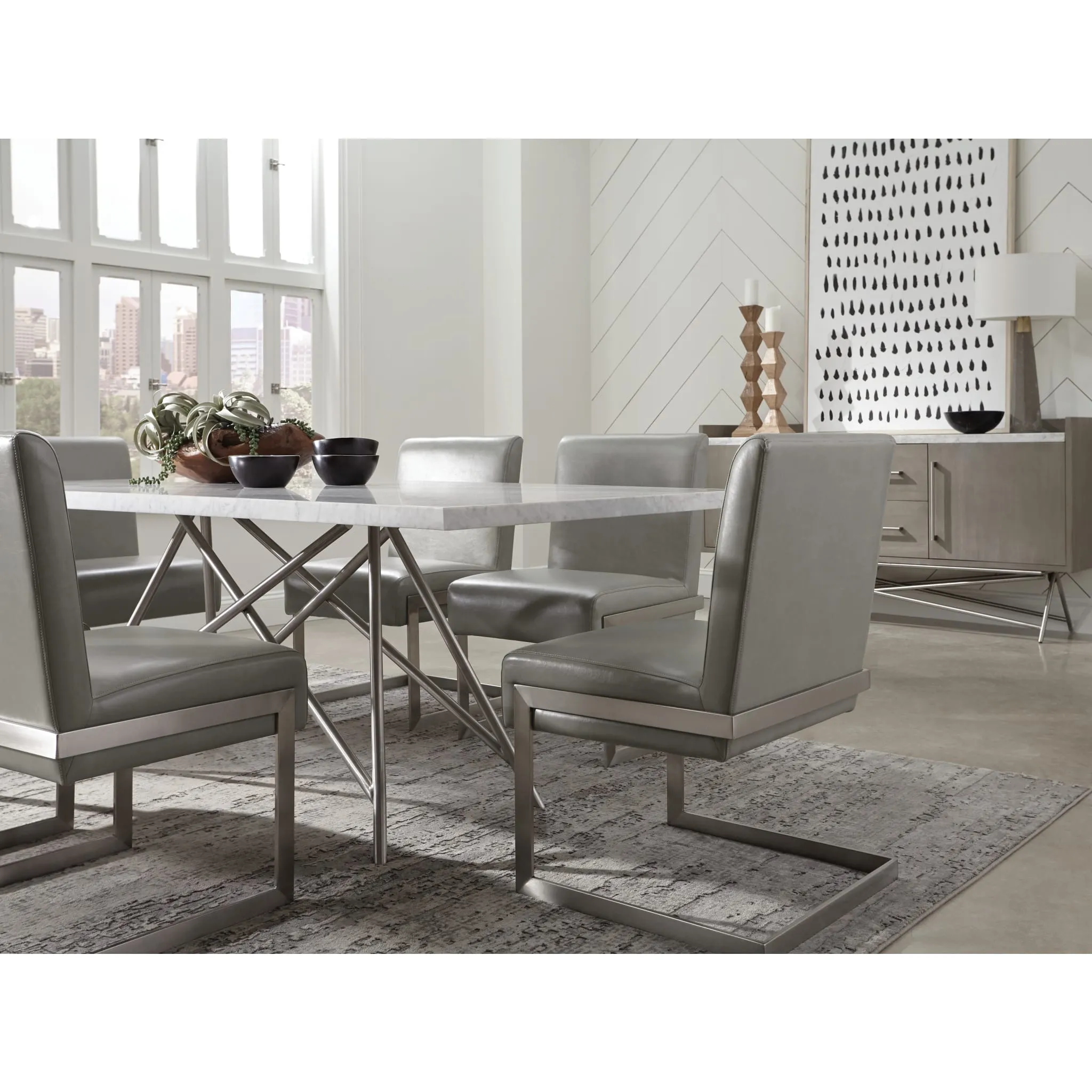 Coral Marble Rectangular Dining Table Modus