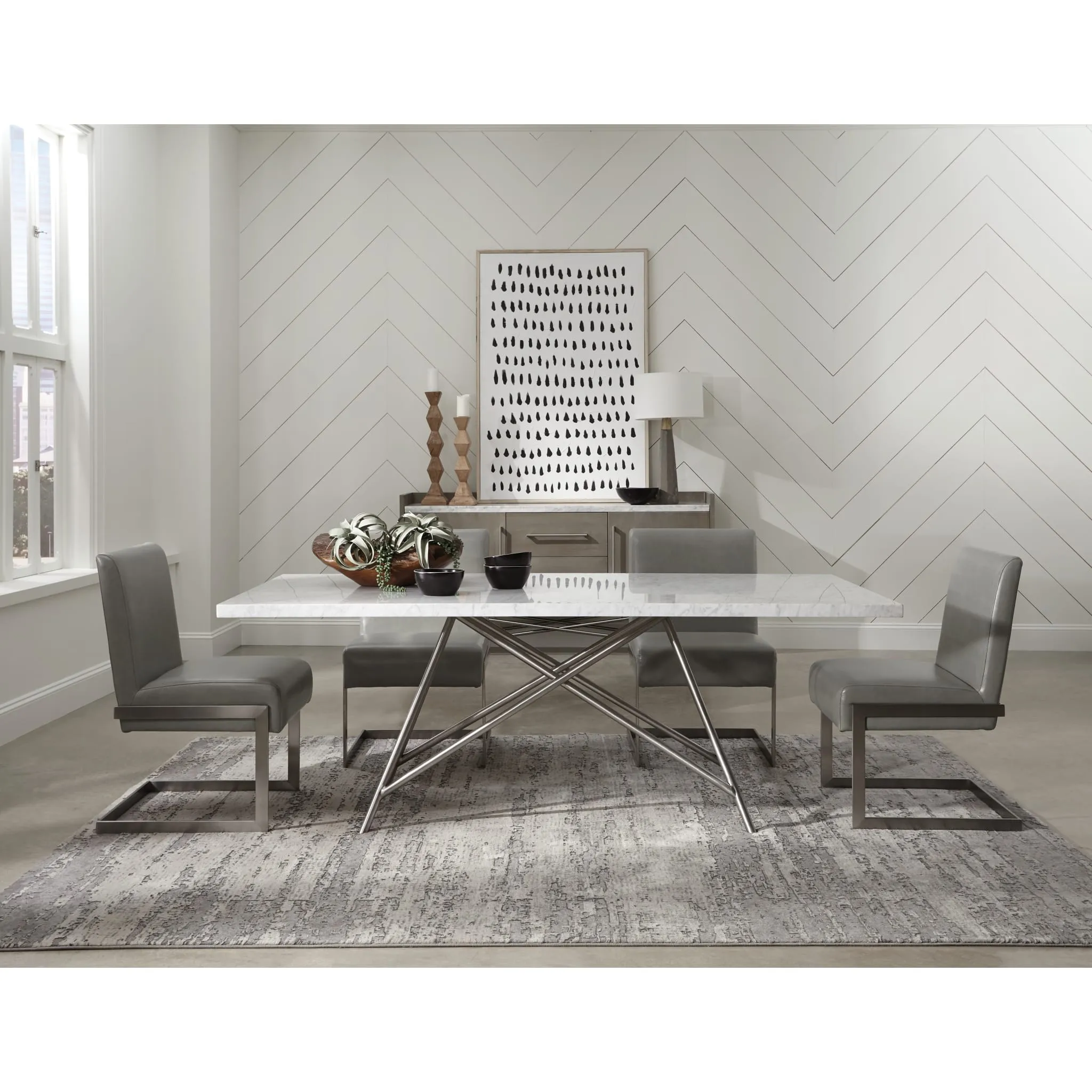 Coral Marble Rectangular Dining Table Modus