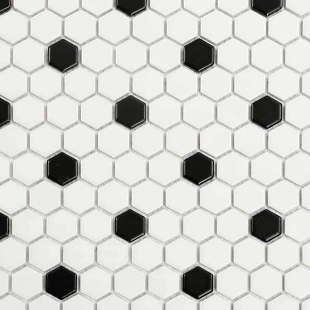 Deluxe Flower Dama Bianca Hexagon Porcelain Mosaic Tile 25x29cm Matt