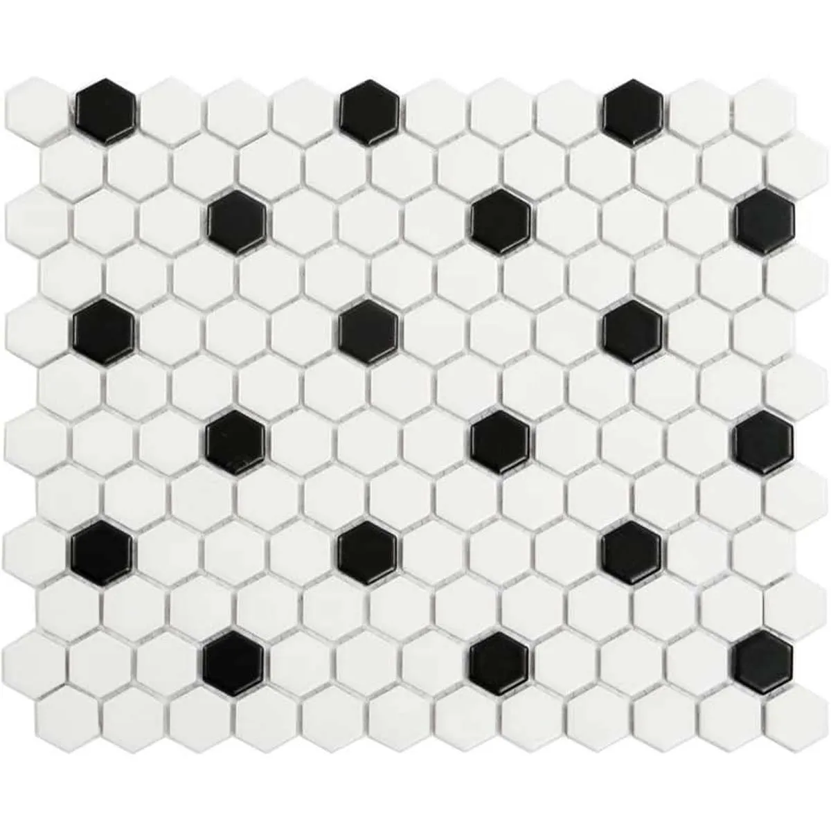 Deluxe Flower Dama Bianca Hexagon Porcelain Mosaic Tile 25x29cm Matt
