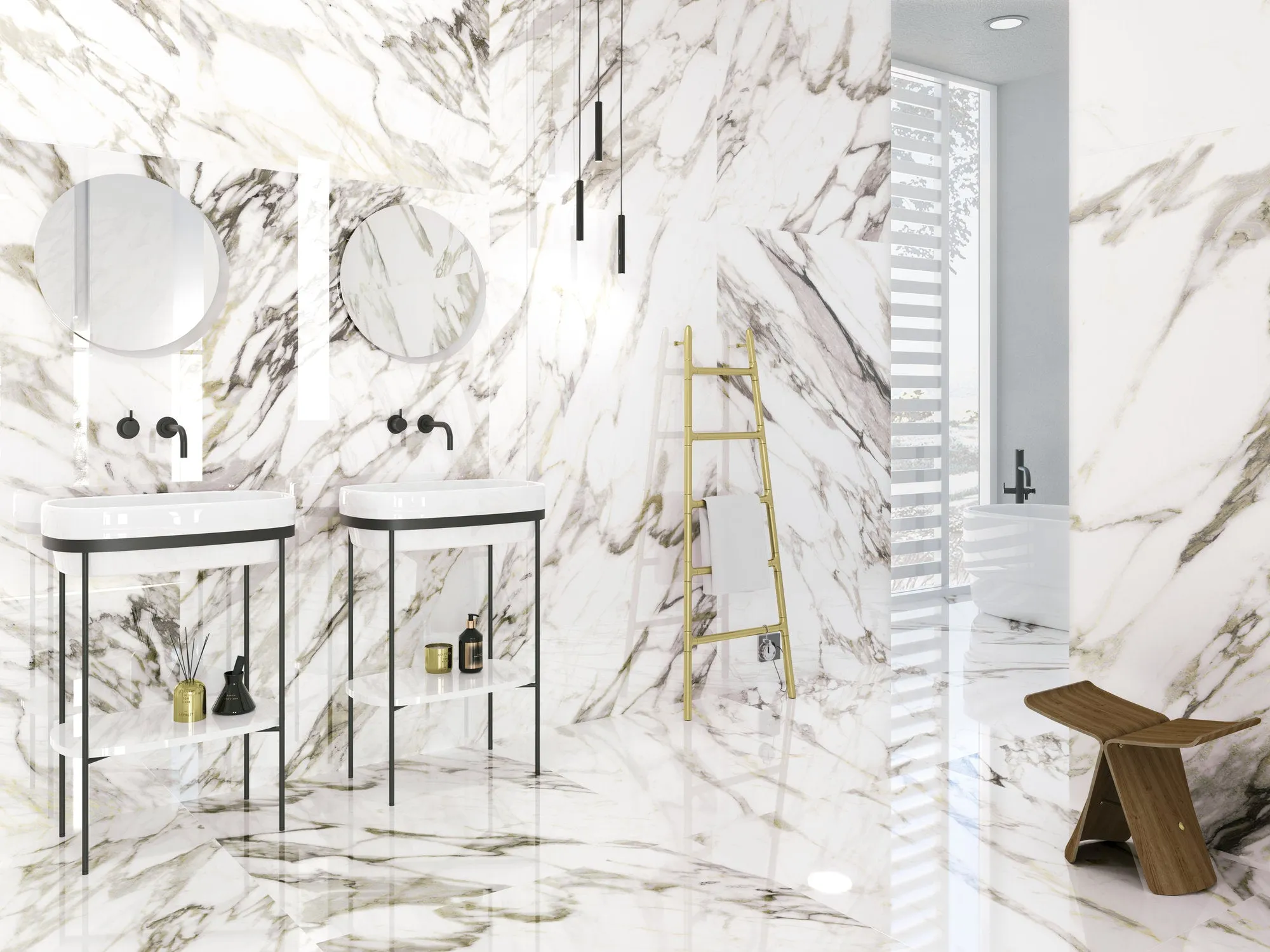 Macchia Vecchia Gold Marble Effect Porcelain Tile 60x120cm Natural Matte