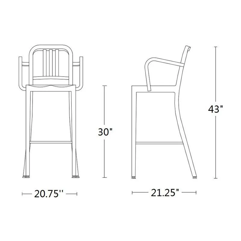 Navy Stool with Arms