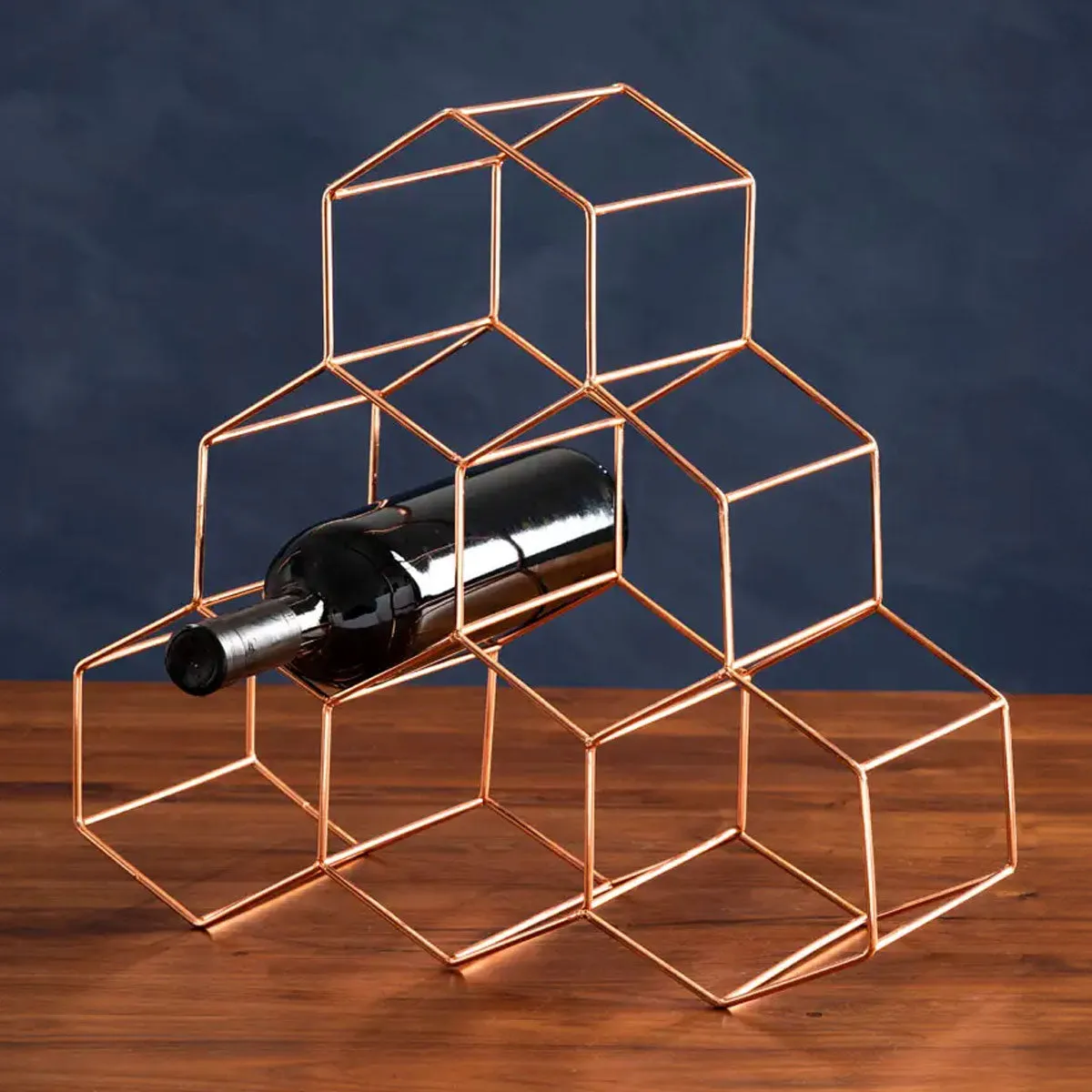 Rose Gold Metal Wine Rack Funky Chunky